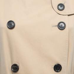 Pre Owned Burberry Beige Cotton Belted Double Breasted Coat M