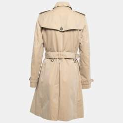 Pre Owned Burberry Beige Cotton Belted Double Breasted Coat M