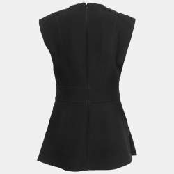 Pre Owned Burberry Black Crepe Wool Sleeveless Top M