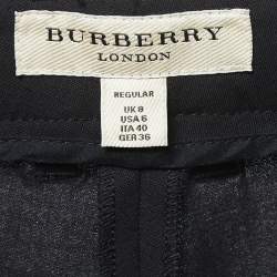 Pre Owned Burberry Black Wool Flared Trousers S