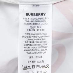 Pre Owned Burberry White Cotton Horseferry Print Mini Belted Shirt Dress L