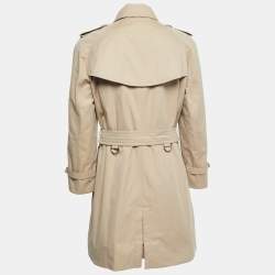 Pre Owned Burberry Beige Gabardine Belted Mid-Length Trench Coat M