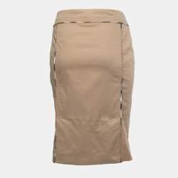 Pre Owned Burberry Beige Cotton Knee-Length Skirt S
