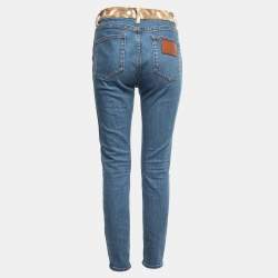 Burberry Blue Denim Animal Print Waist Detail Jeans M Waist 28"