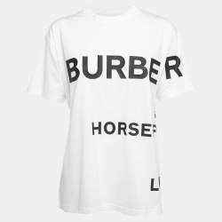 Pre Owned Burberry White Horseferry Print Crew Neck Half Sleeve T-Shirt S