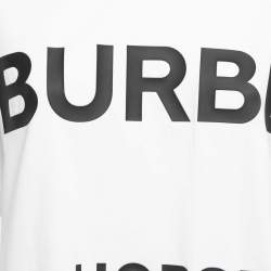 Pre Owned Burberry White Horseferry Print Crew Neck Half Sleeve T-Shirt S
