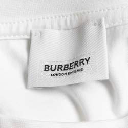 Pre Owned Burberry White Horseferry Print Crew Neck Half Sleeve T-Shirt S