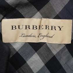 Pre Owned Burberry Black Wool Round Neck Coat XS