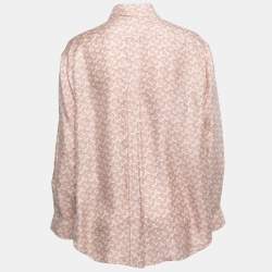 Burberry Pink Tb Monogram Printed Silk Shirt M