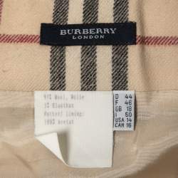 Pre Owned Burberry Vintage Beige Nova Check Wool Knee-Length Skirt XL