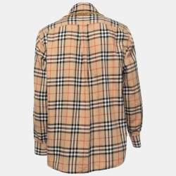 Pre Owned Burberry Beige Nova Check Patterned Cotton Flannel Shirt S