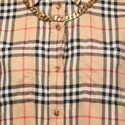 Pre Owned Burberry Beige Nova Check Patterned Cotton Flannel Shirt S