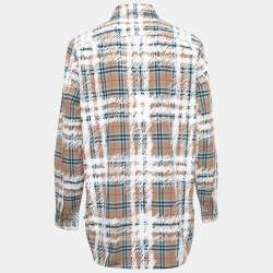 Pre Owned Burberry Dark Beige Scribbled Check Cotton Long Sleeve Shirt M