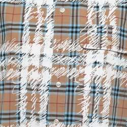 Pre Owned Burberry Dark Beige Scribbled Check Cotton Long Sleeve Shirt M