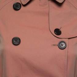 Pre Owned Burberry Pink Cotton Belted Trench Coat XS
