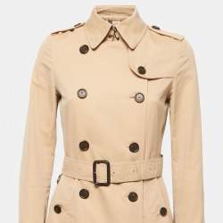 Burberry Beige Cotton Belted Trench Coat XS