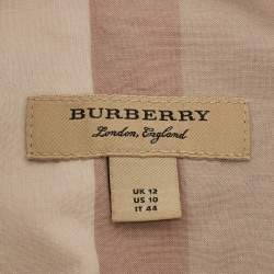 Pre Owned Burberry Pale Grey Checked Cotton Belted Shirt Dress M