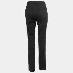 Pre Owned Burberry Black Wool Straight Leg Trousers S