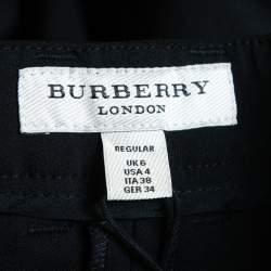 Pre Owned Burberry Black Wool Straight Leg Trousers S