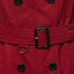 مملوكة مسبقًا Burberry Red Cotton Double-Breasted Short Trench Coat M