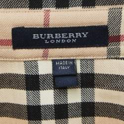 Burberry Beige Checked Wool Button Front Shirt S