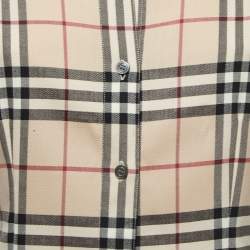Burberry Beige Checked Wool Button Front Shirt S