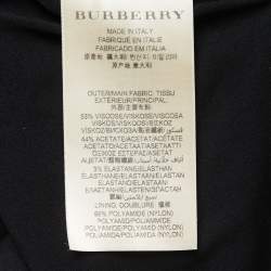 Pre Owned Burberry Black/Navy Blue Crepe V-Neck Short Dress XS