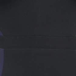 Pre Owned Burberry Black/Navy Blue Crepe V-Neck Short Dress XS