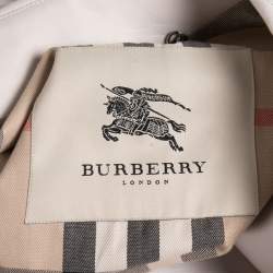 Pre Owned Burberry London Pale Grey Cotton Double Breasted Belted Trench Coat S
