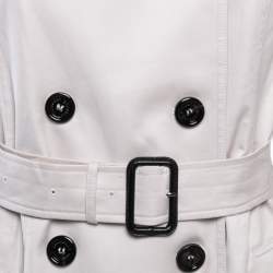 Pre Owned Burberry London Pale Grey Cotton Double Breasted Belted Trench Coat S