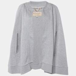 Pre Owned Burberry Grey Cotton Knit Cape Jacket L