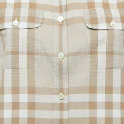 Pre Owned Burberry Brown Plaid Cotton Button Front Sleeveless Shirt M