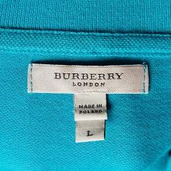 Pre Owned Burberry Green Cotton Pique Polo T-Shirt L