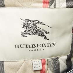 Burberry Black Patterned Wool Zip Front Belted Jacket S