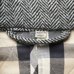 Burberry Black Patterned Wool Zip Front Belted Jacket S