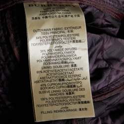 Pre Owned Burberry Burgundy Quilted Belted Long Jacket L