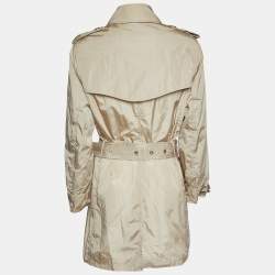 Pre Owned Burberry Beige Polyester Belted Trench Coat M