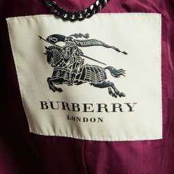 Pre Owned Burberry Dark Pink Silk Blend Double Breasted Trench Coat S