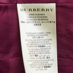 Pre Owned Burberry Dark Pink Silk Blend Double Breasted Trench Coat S