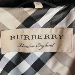 Burberry Black Polyester Belted Double Breasted Trench Coat XS