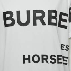 Burberry White Horseferry Print Half Sleeve T-Shirt M