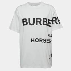 Burberry White Horseferry Print Half Sleeve T-Shirt M