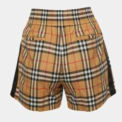 Pre Owned Burberry Beige Vintage Checked Cotton Shorts XS