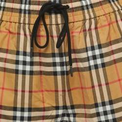Pre Owned Burberry Beige Vintage Checked Cotton Shorts XS