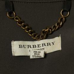 Burberry Military Green Nylon Zip Front Jacket M