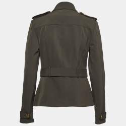 Burberry Military Green Nylon Zip Front Jacket M