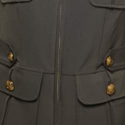 Burberry Military Green Nylon Zip Front Jacket M