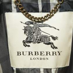 Pre Owned Burberry Gold Leather Double Breasted Coat S
