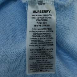 Pre Owned Burberry Light Blue Cotton Horseferry Cropped Hoodie M
