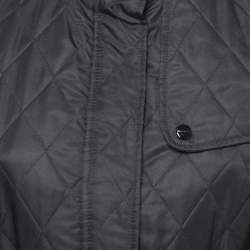 Burberry Black Quilted Synthetic Zip Front Jacket S